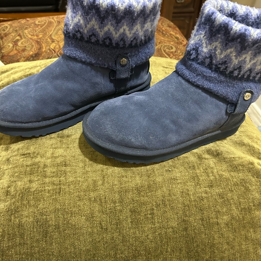 UGG Dark Gray Boots with Knit Detail